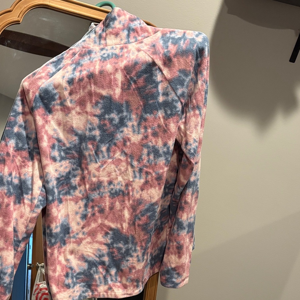 Eddie Bauer Women's Pink and Blue Tie-Dye Sweatshirt